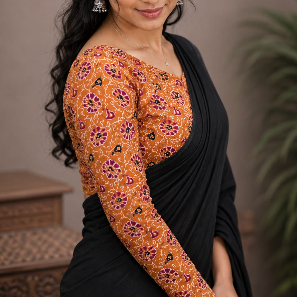 Pure khadi cotton saree with strechable blouse