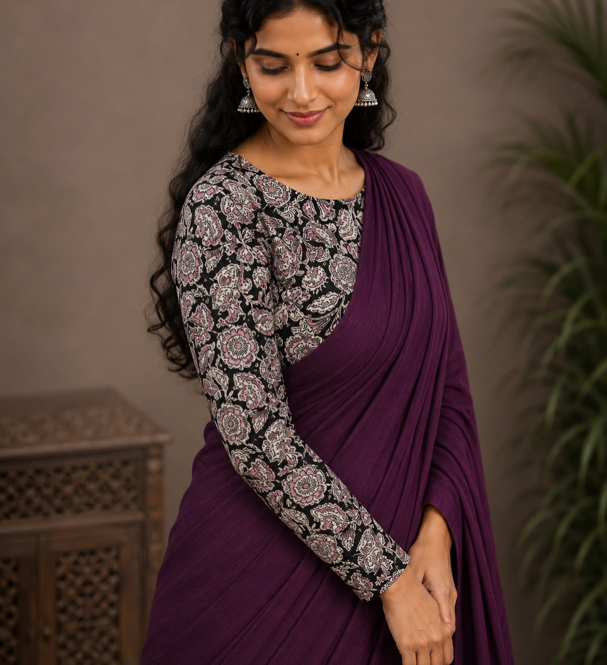 Pure khadi cotton saree with strechable blouse
