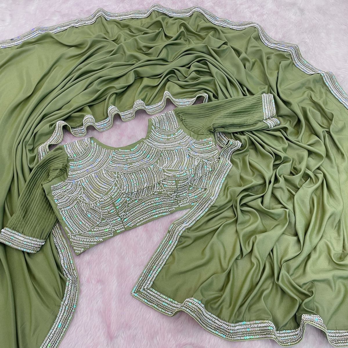 Designer party wear  saree with fully stiched blouse