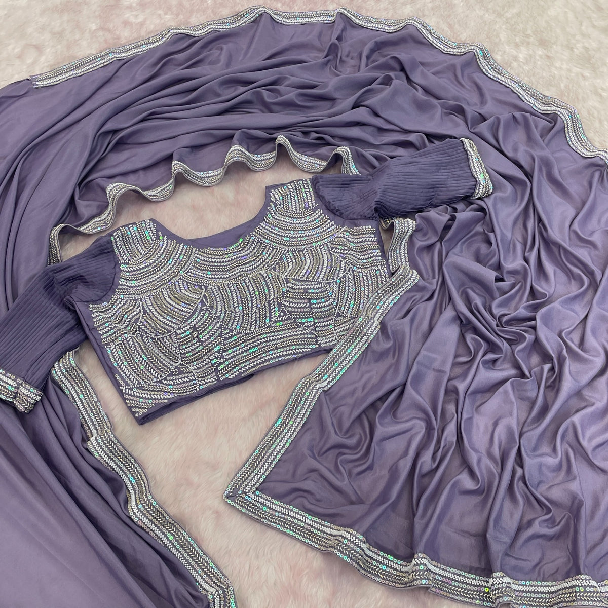 Designer party wear  saree with fully stiched blouse