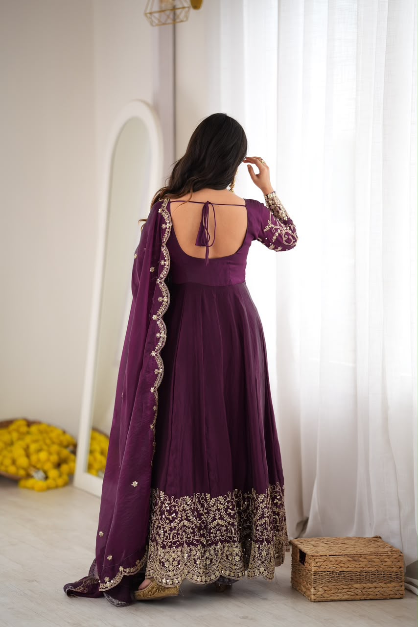 Party wear long frock with duppata and bottom