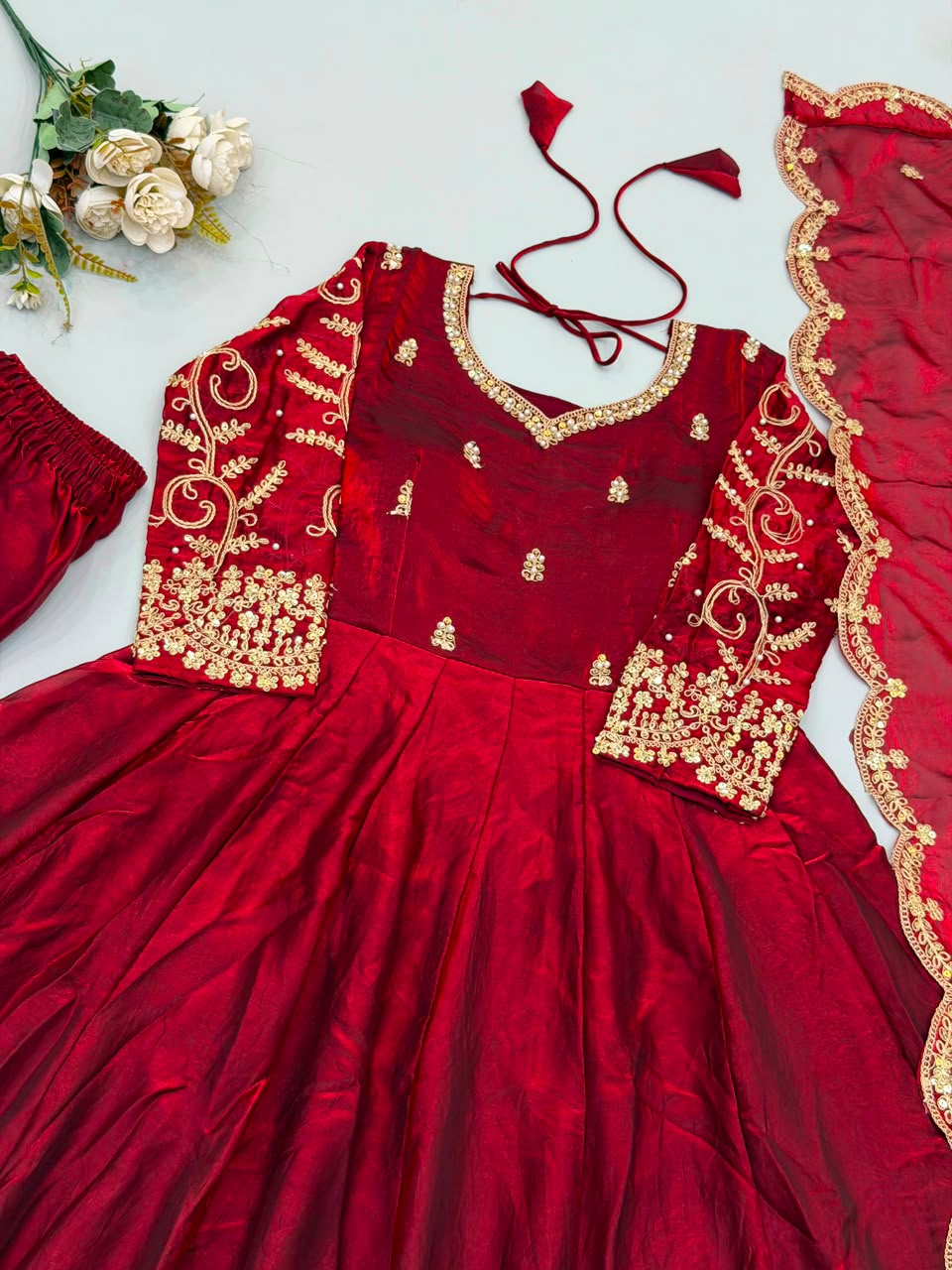 Party wear long frock with duppata and bottom