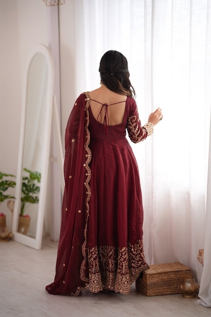 Party wear long frock with duppata and bottom