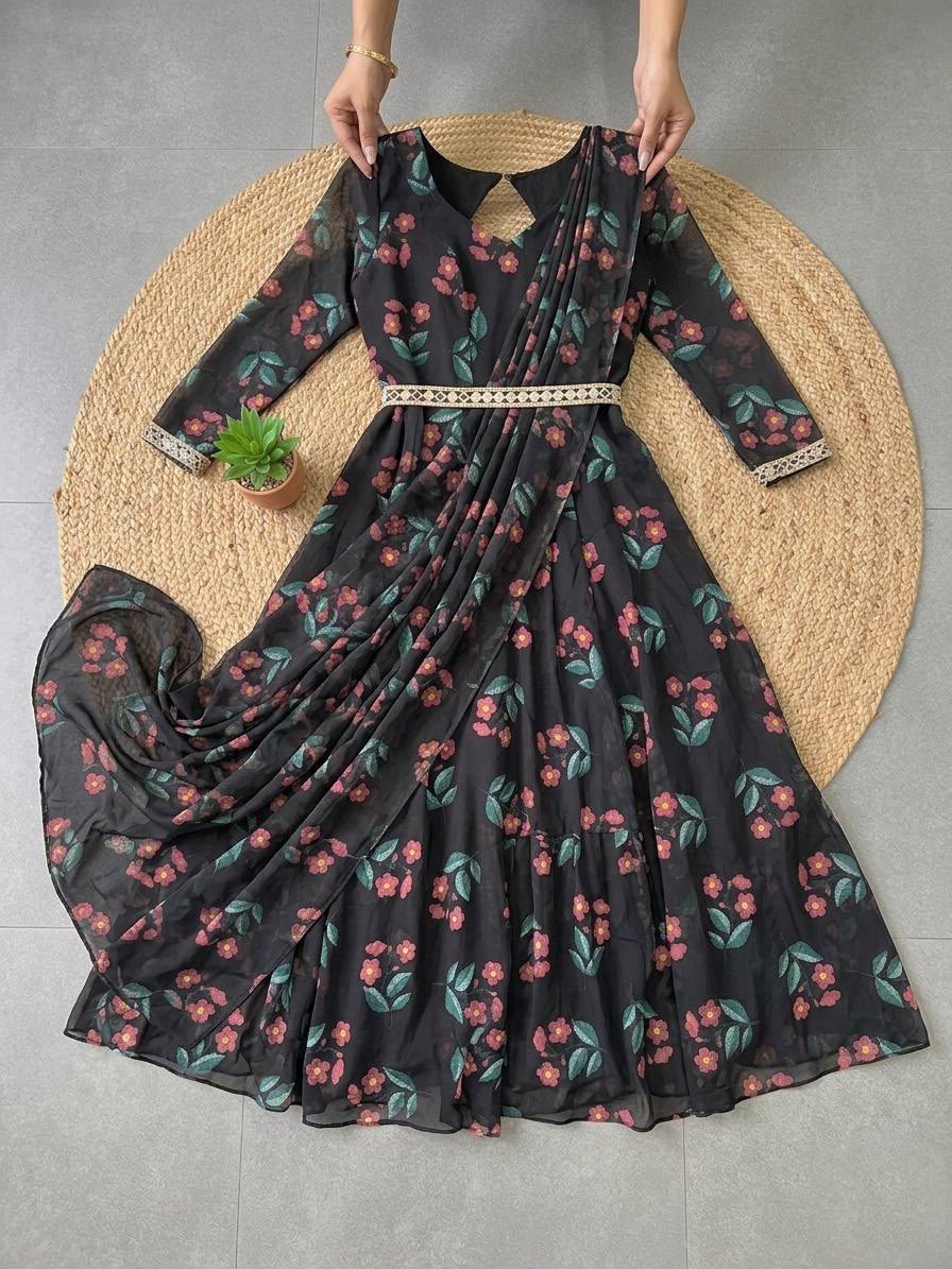 Indo western draped gown