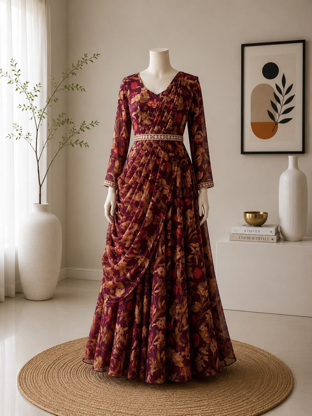 Indo western draped gown