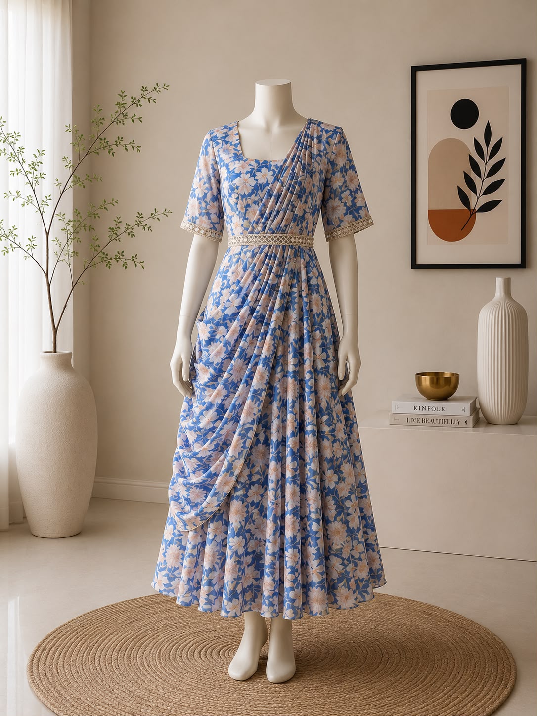 Indo western draped gown