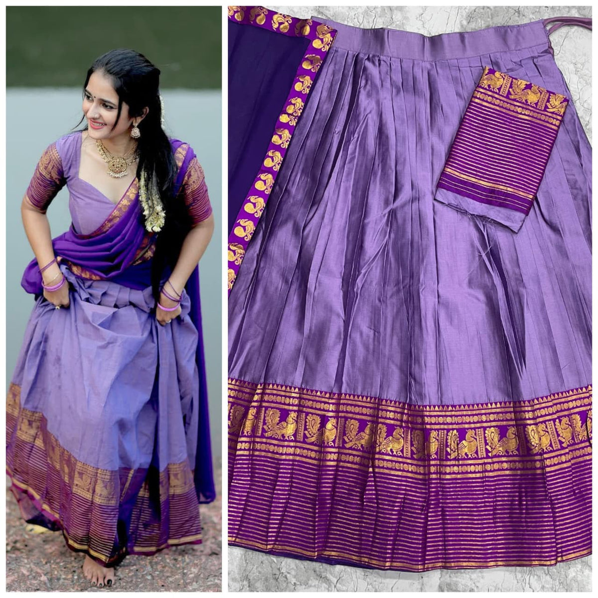 Traditional kanjivaram silk half sarees