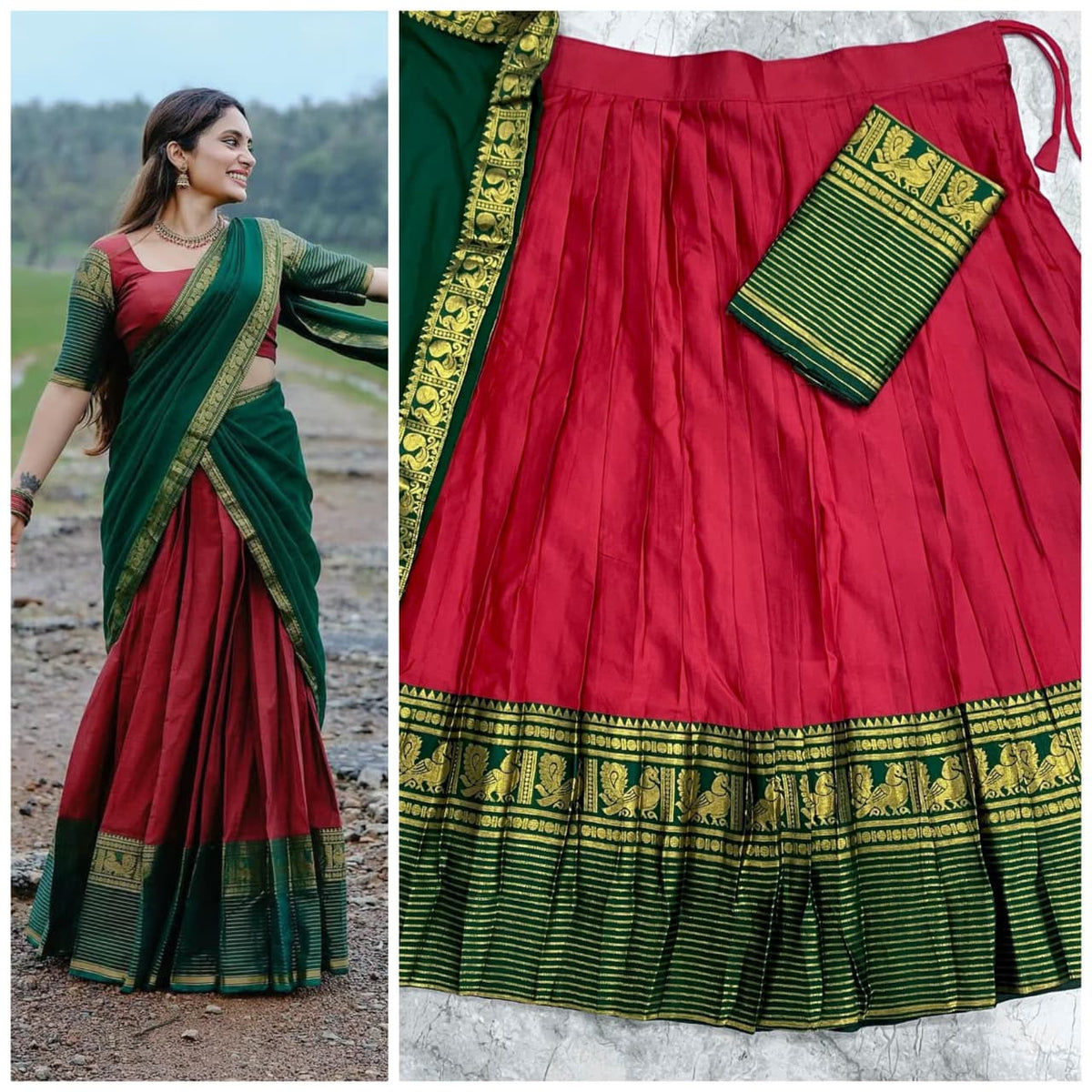 Traditional kanjivaram silk half sarees