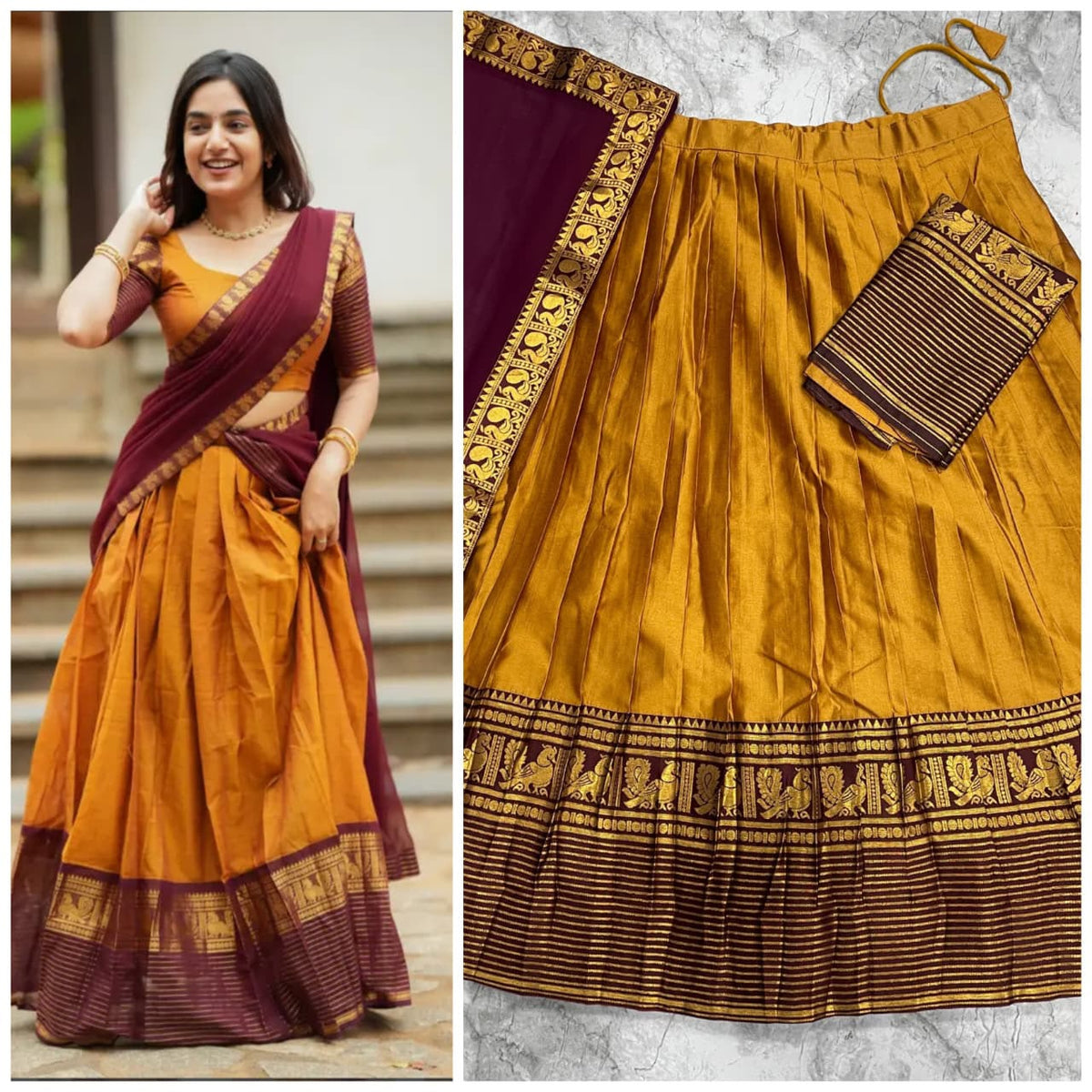 Traditional kanjivaram silk half sarees