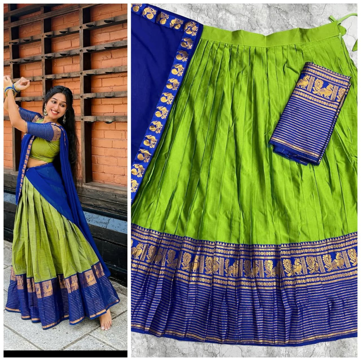 Traditional kanjivaram silk half sarees