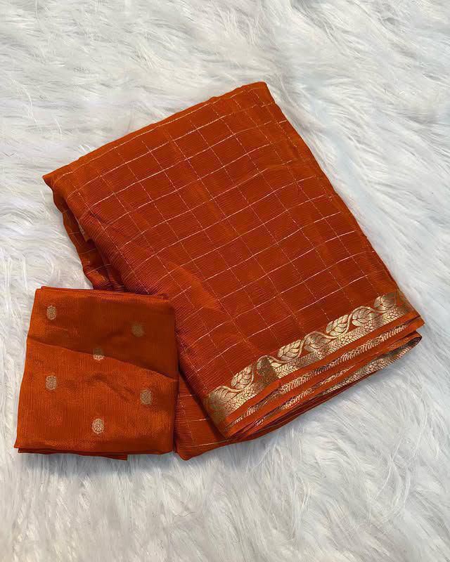 Viscose Georgette Saree With Weaving Blouse