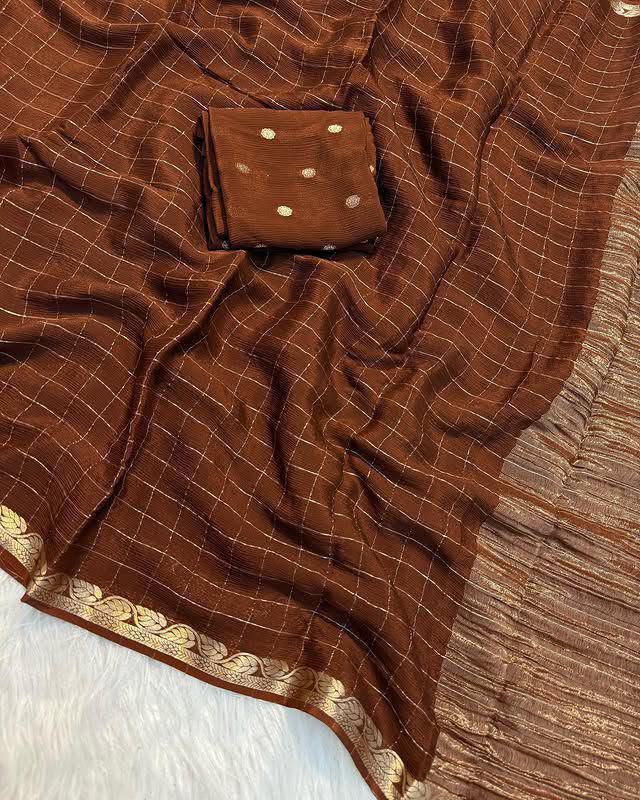 Viscose Georgette Saree With Weaving Blouse
