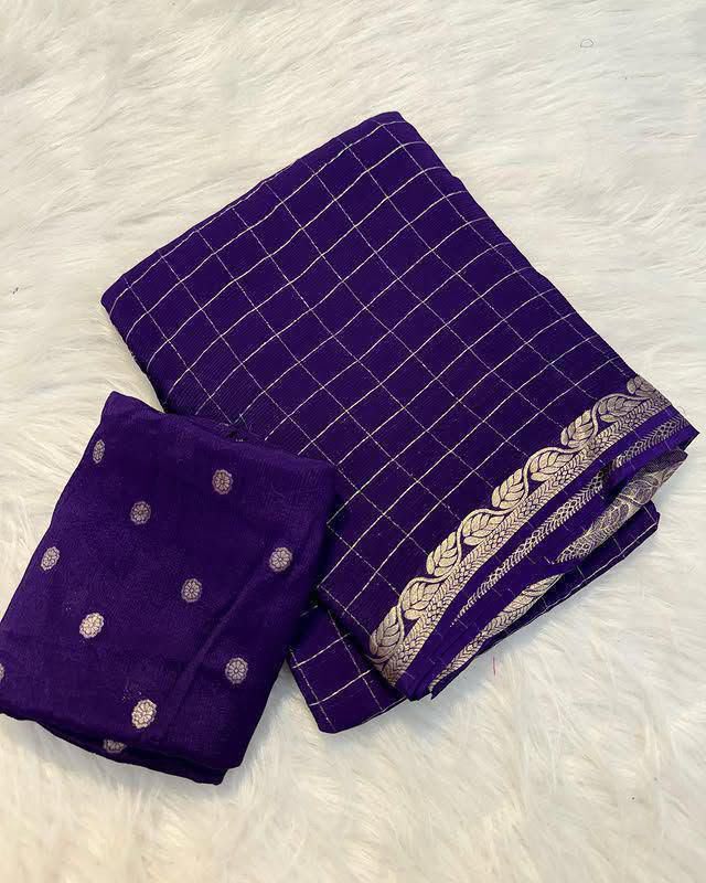 Viscose Georgette Saree With Weaving Blouse
