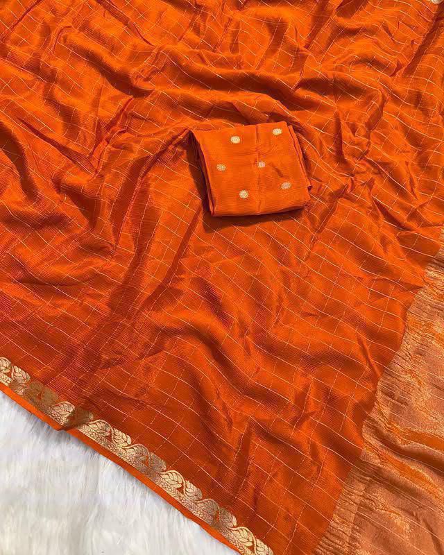 Viscose Georgette Saree With Weaving Blouse