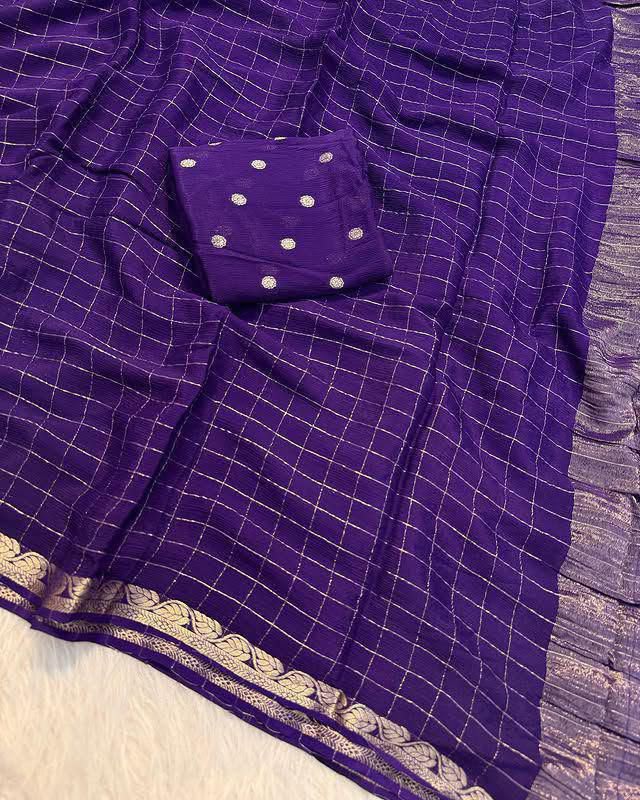 Viscose Georgette Saree With Weaving Blouse