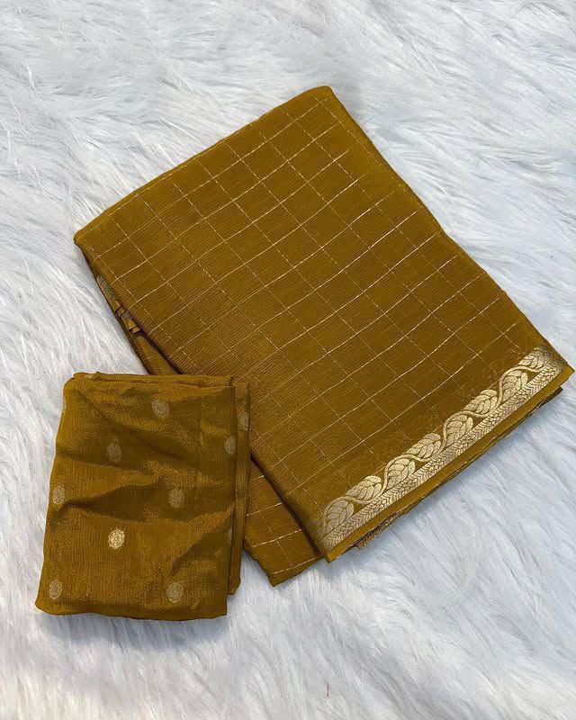 Viscose Georgette Saree With Weaving Blouse