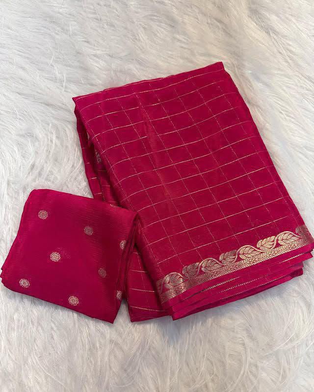 Viscose Georgette Saree With Weaving Blouse