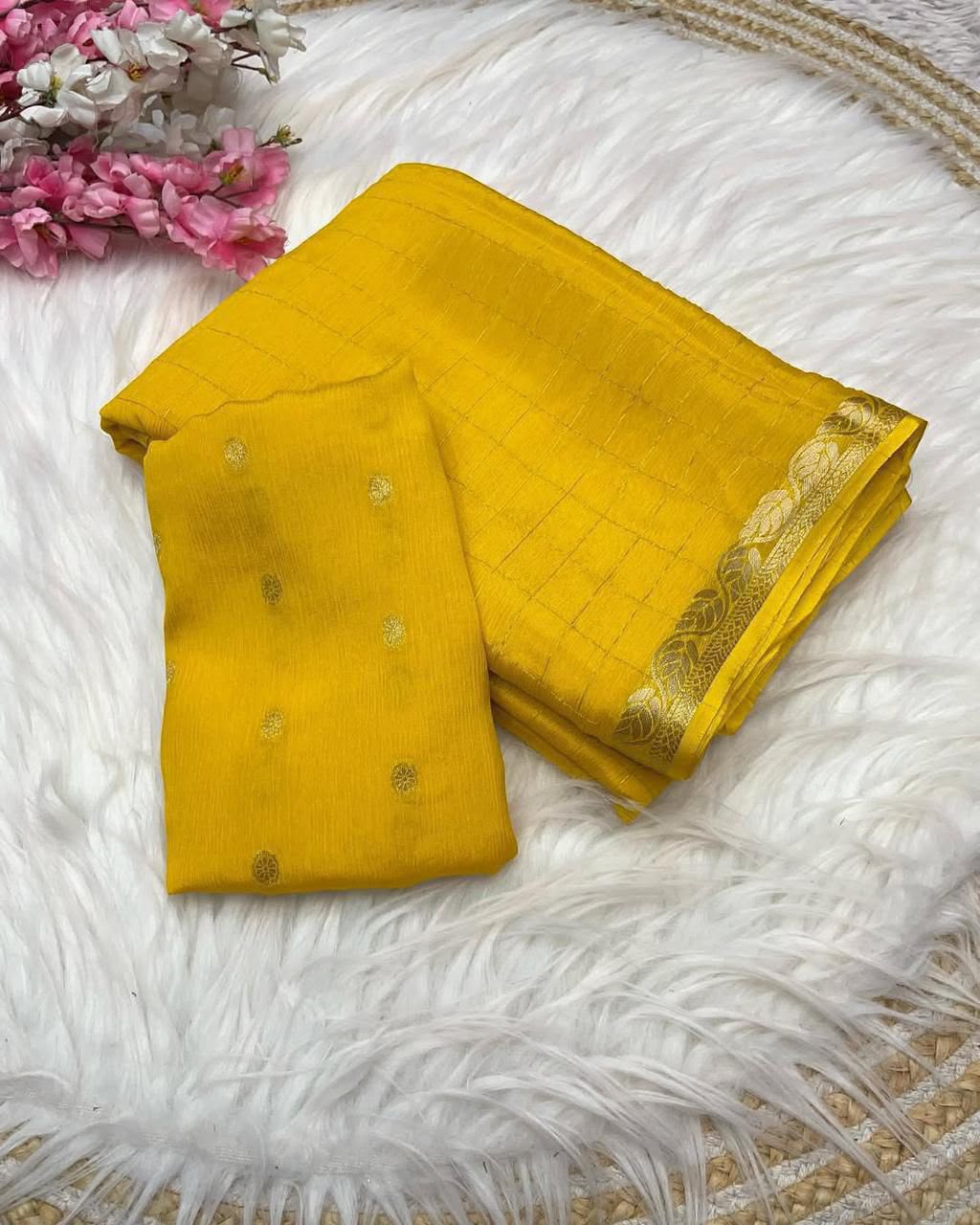 Viscose Georgette Saree With Weaving Blouse
