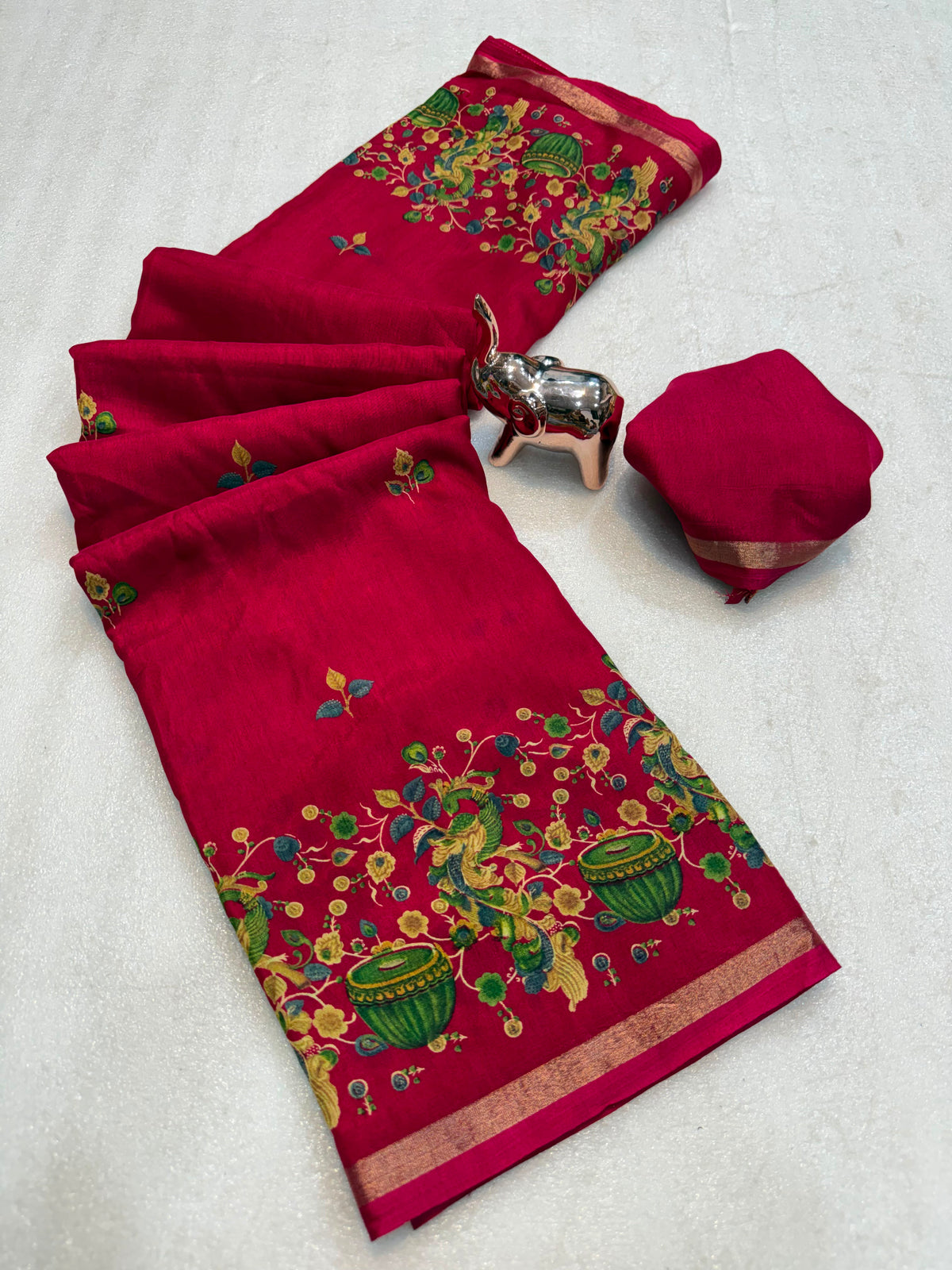 Pure soft tusser kashmiri printed saree