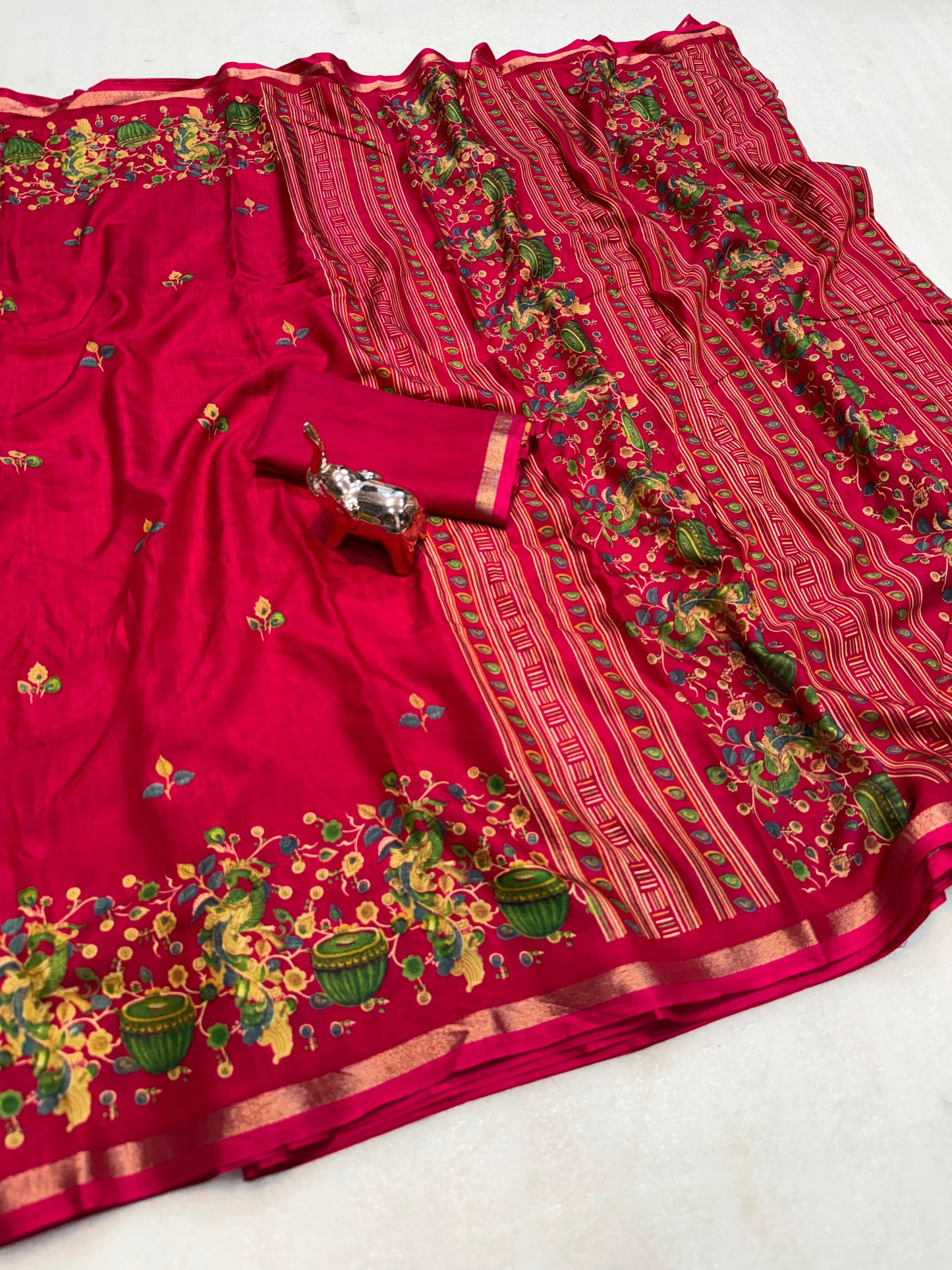 Pure soft tusser kashmiri printed saree