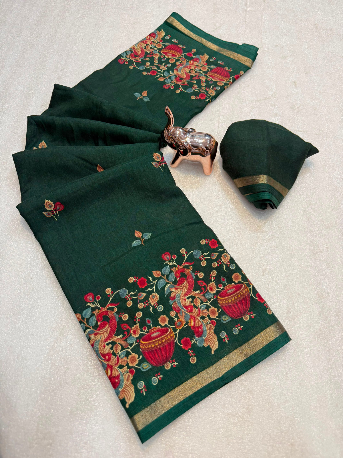 Pure soft tusser kashmiri printed saree