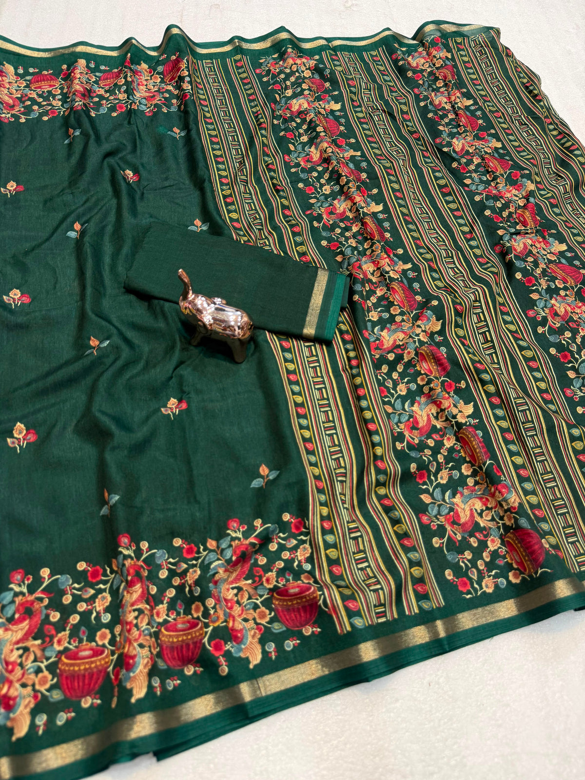 Pure soft tusser kashmiri printed saree