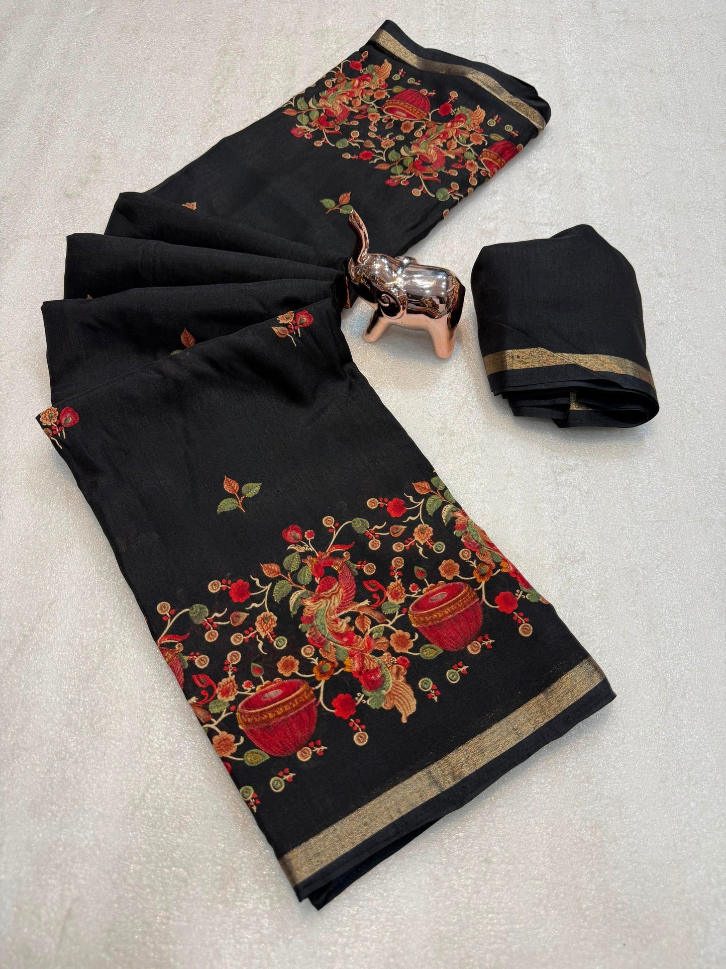 Pure soft tusser kashmiri printed saree