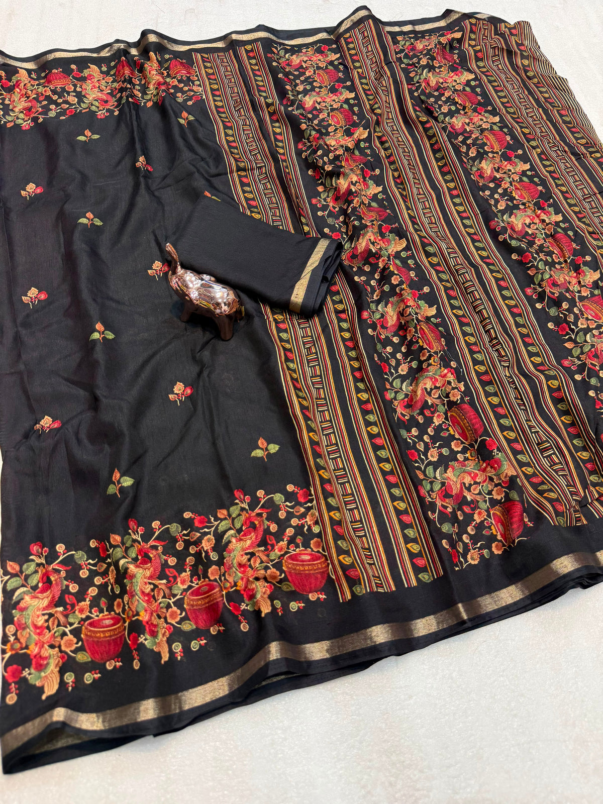 Pure soft tusser kashmiri printed saree