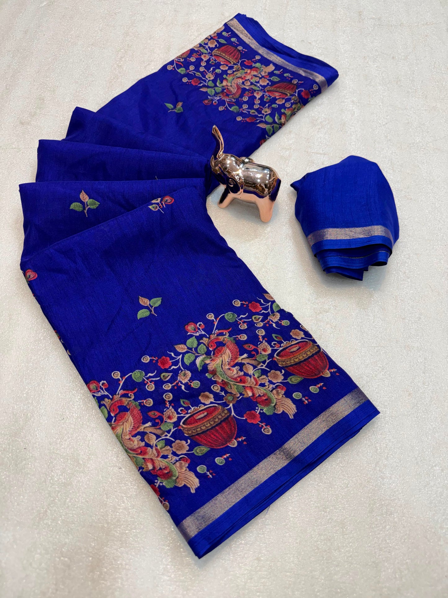 Pure soft tusser kashmiri printed saree