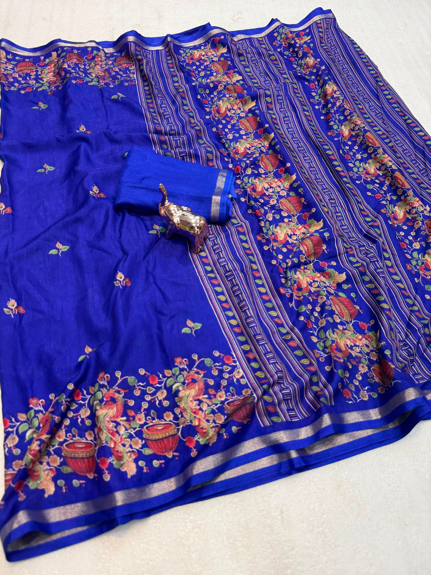 Pure soft tusser kashmiri printed saree