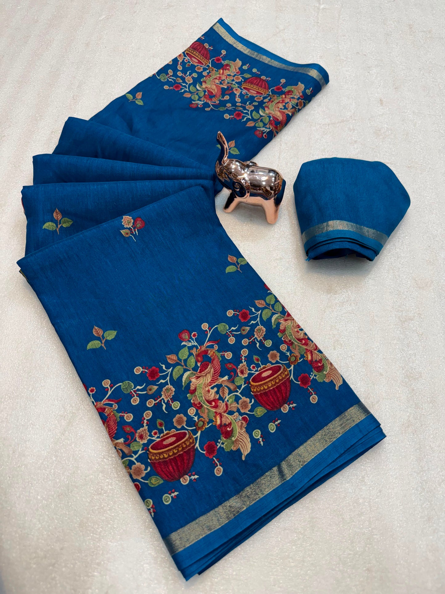 Pure soft tusser kashmiri printed saree