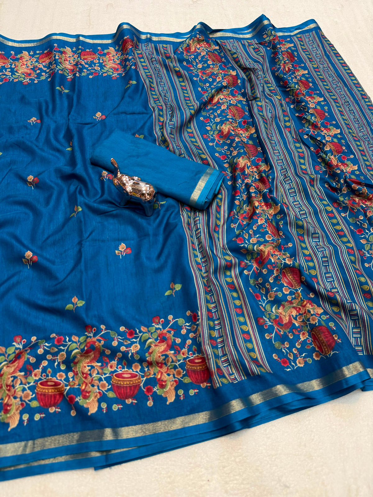 Pure soft tusser kashmiri printed saree