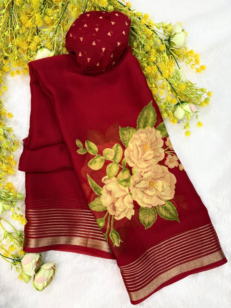 Latest floral desgin saree