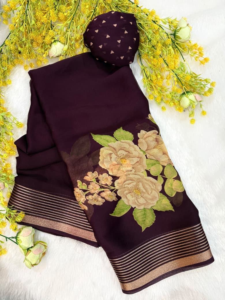 Latest floral desgin saree