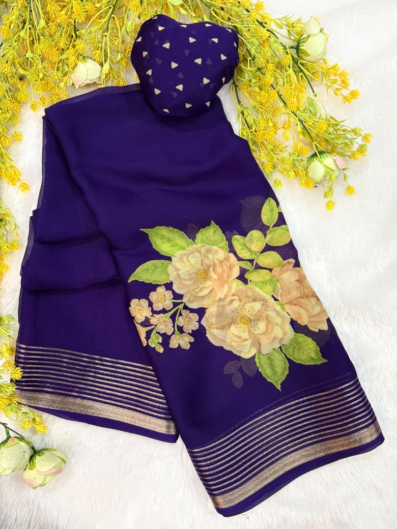 Latest floral desgin saree