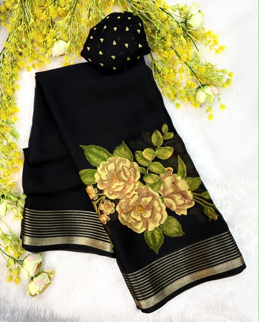 Latest floral desgin saree