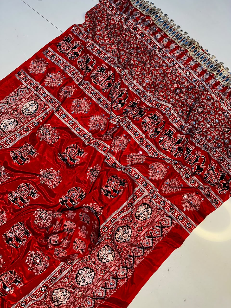 Pure Ajrakh satin viscose  saree