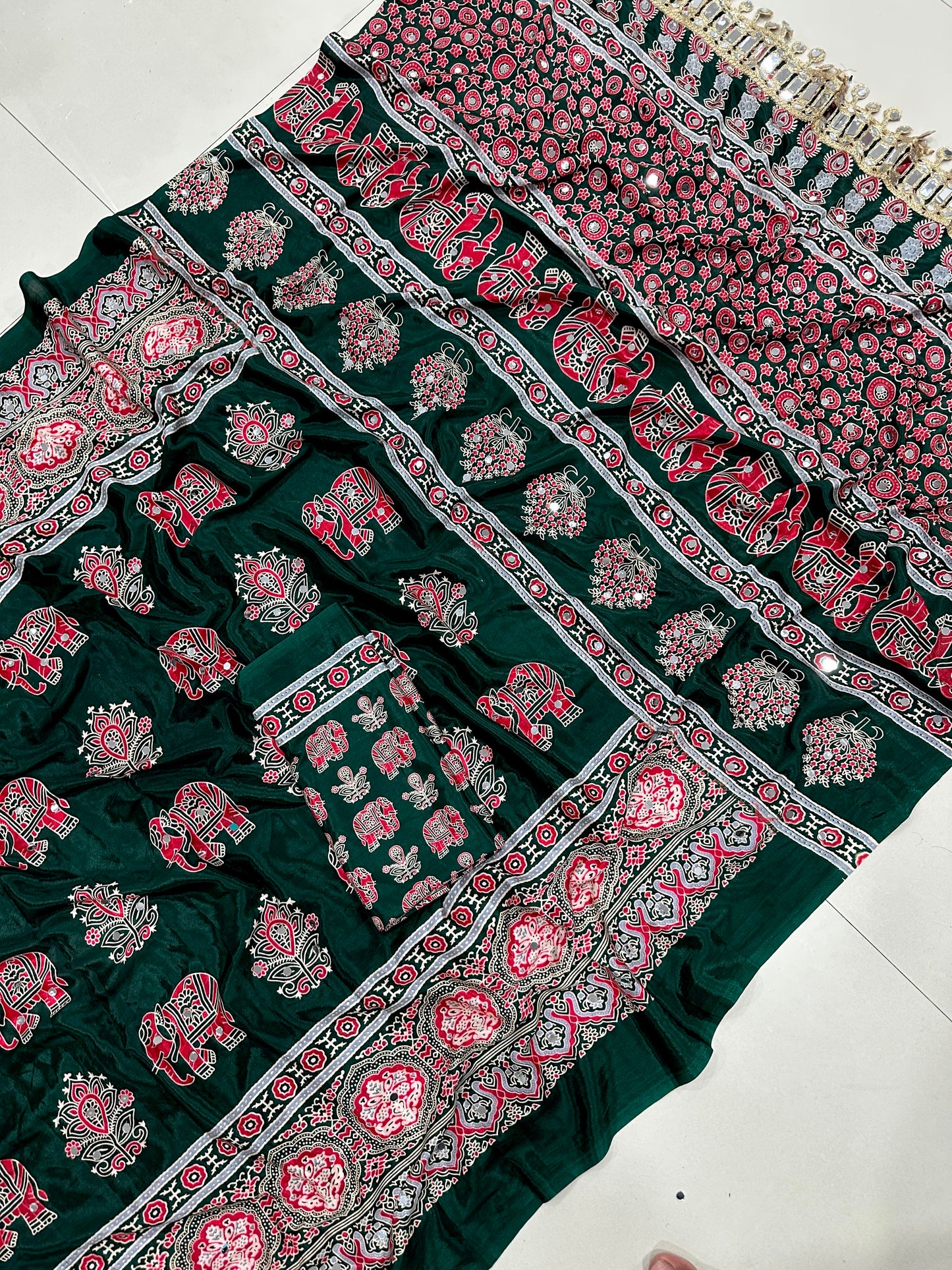 Pure Ajrakh satin viscose  saree