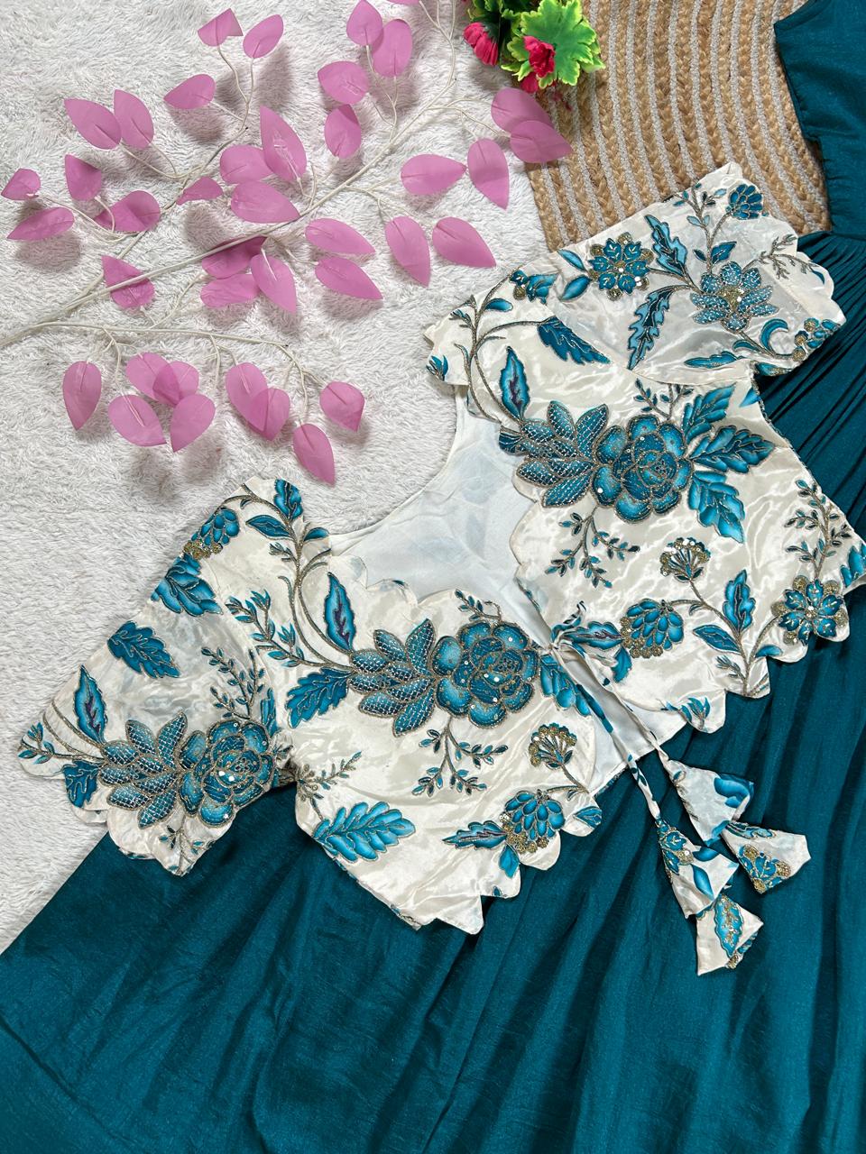 Beautiful full frock with position printed jacket