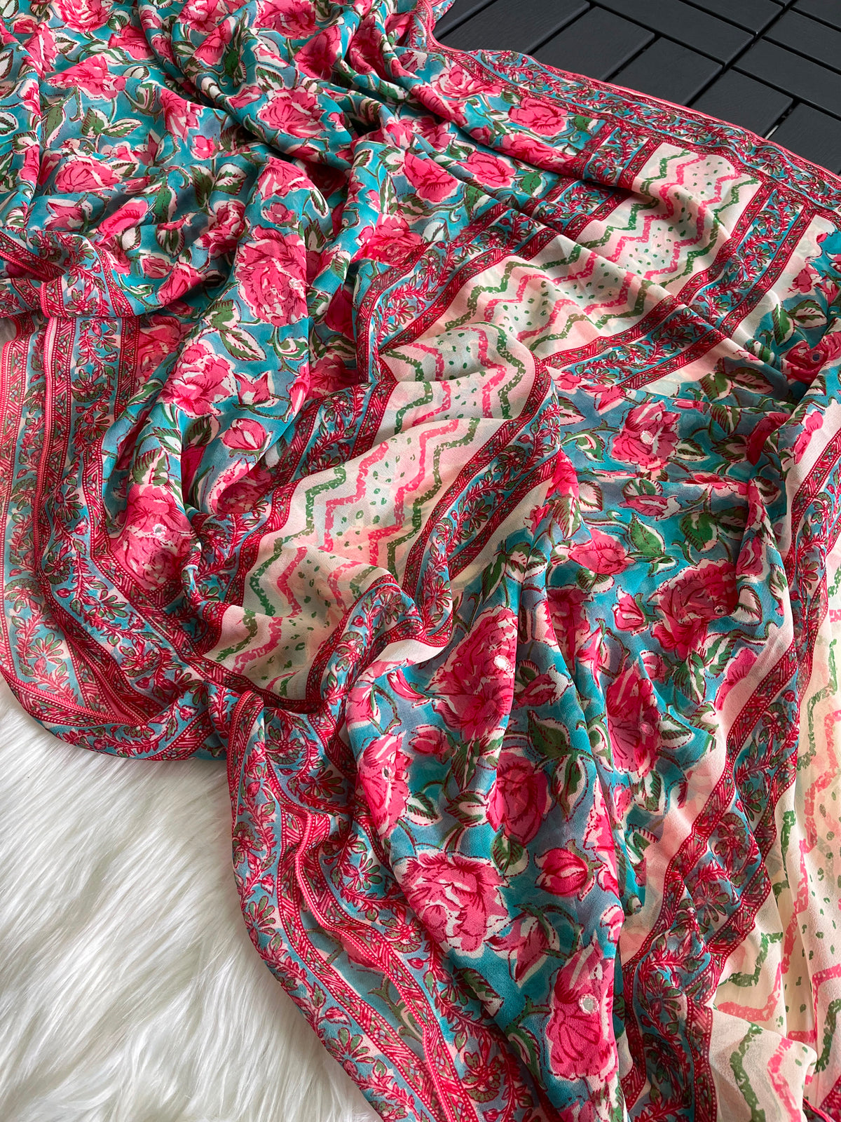Printed georgette saree