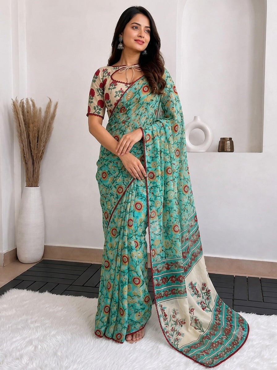 Printed georgette saree