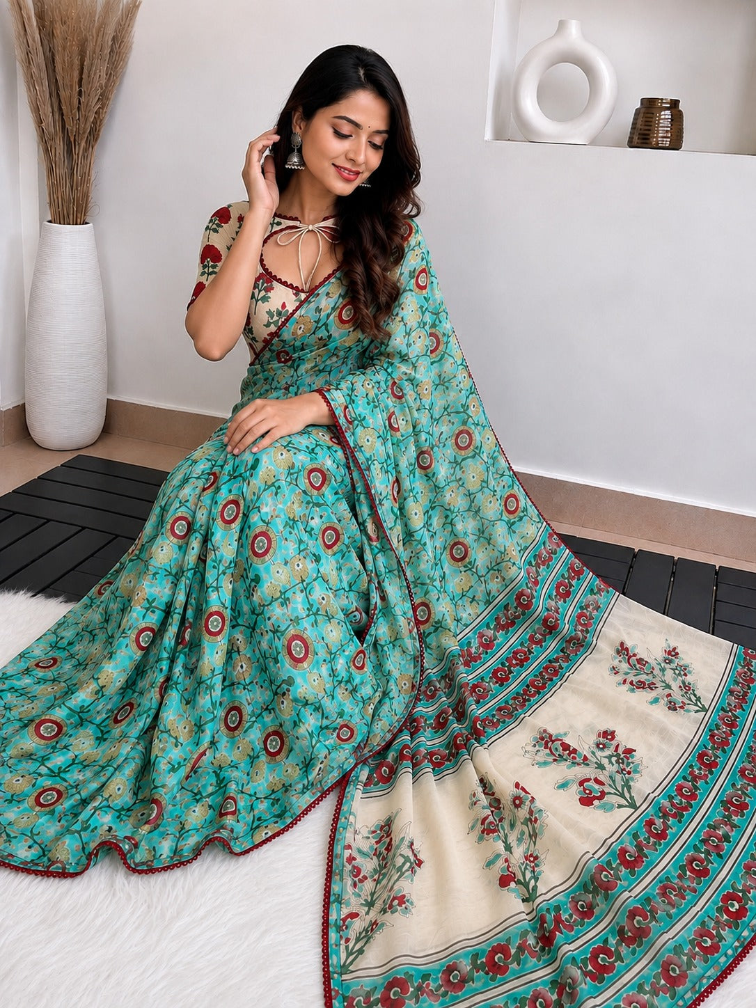 Printed georgette saree