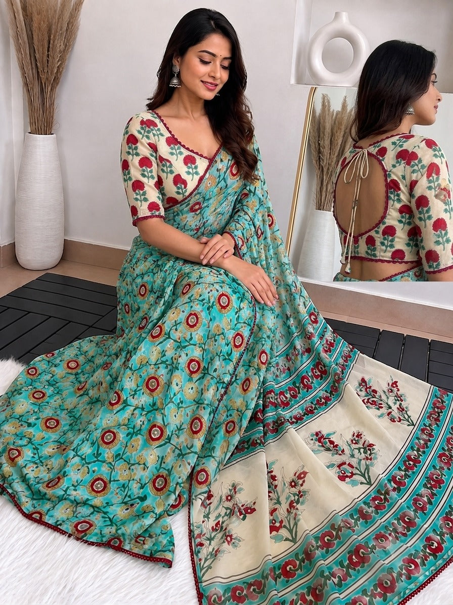 Printed georgette saree