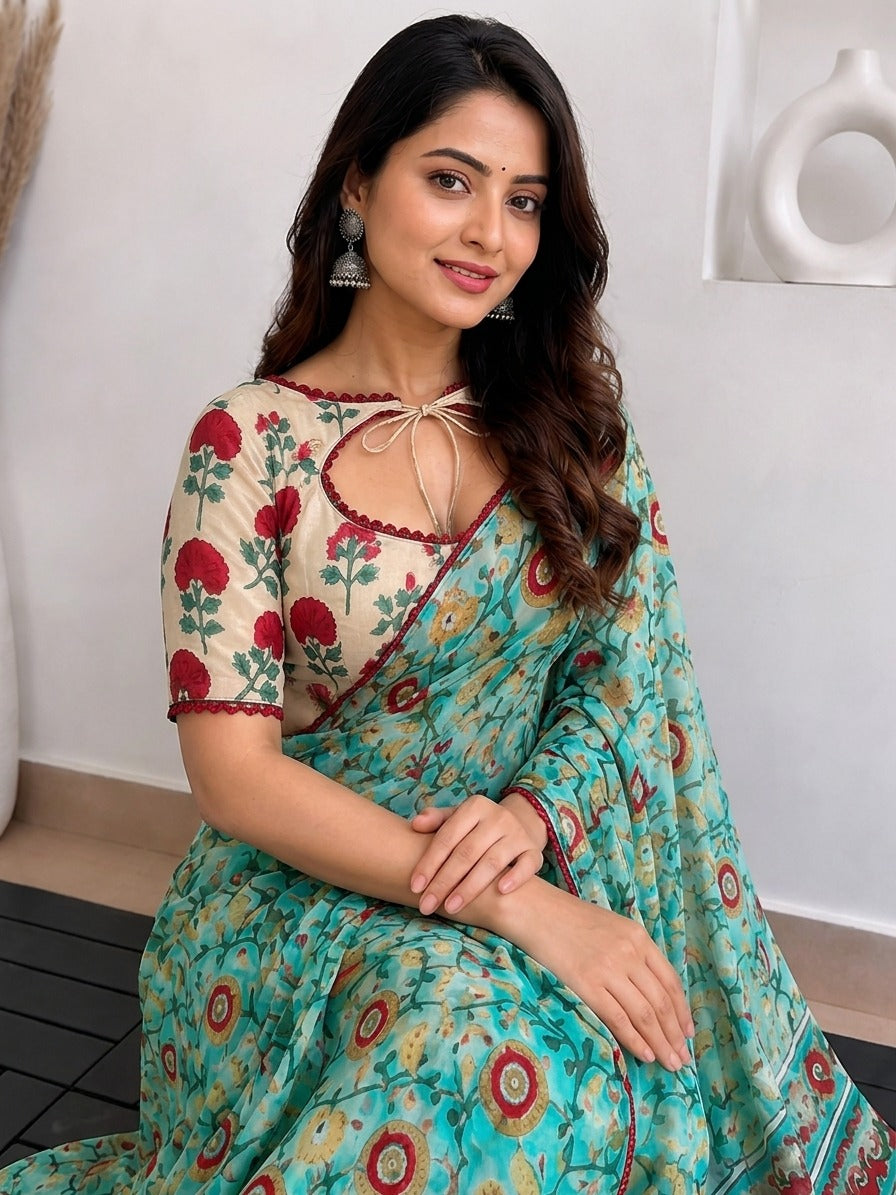 Printed georgette saree