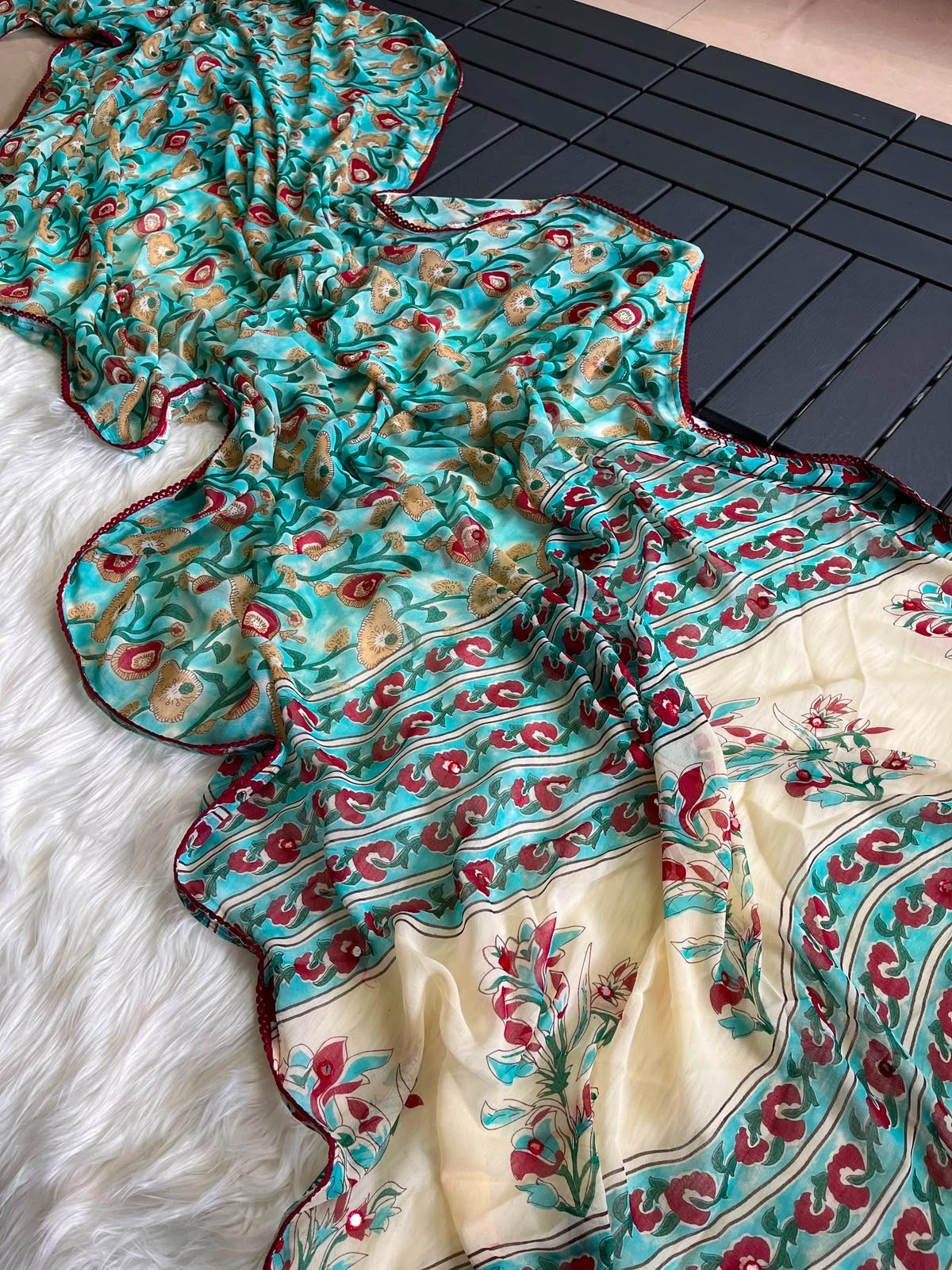 Printed georgette saree