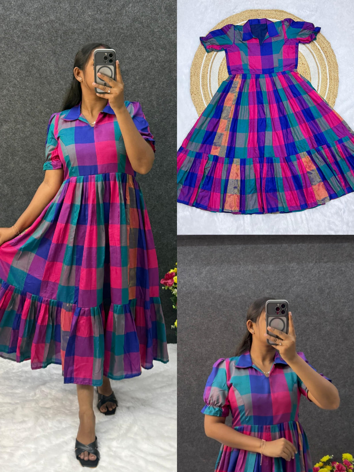 Beautiful madrasi checks maxi frock