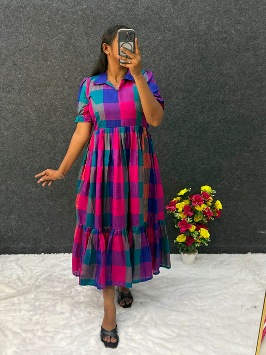 Beautiful madrasi checks maxi frock