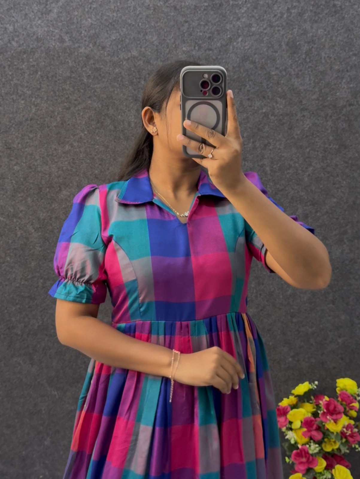 Beautiful madrasi checks maxi frock