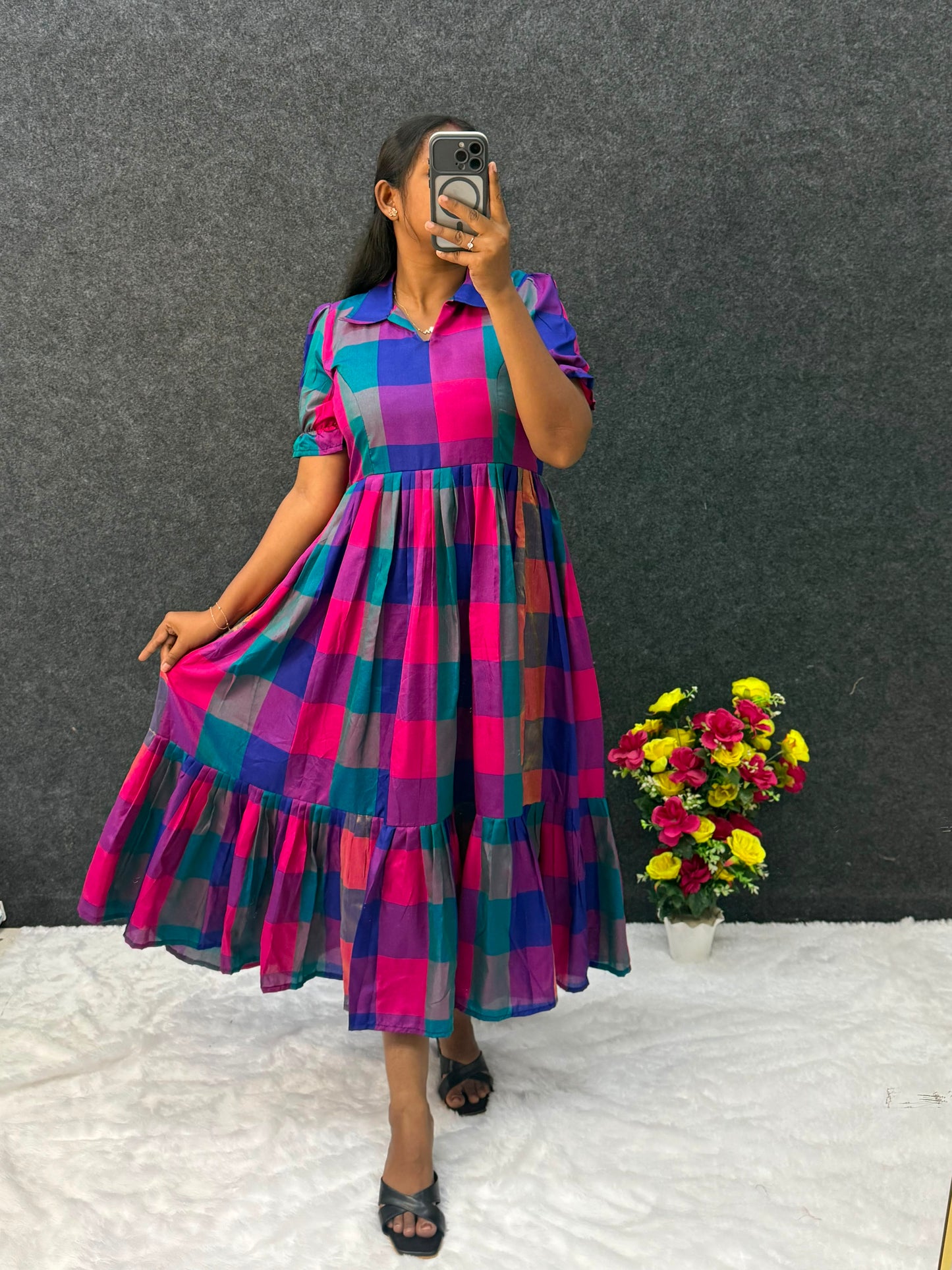Beautiful madrasi checks maxi frock