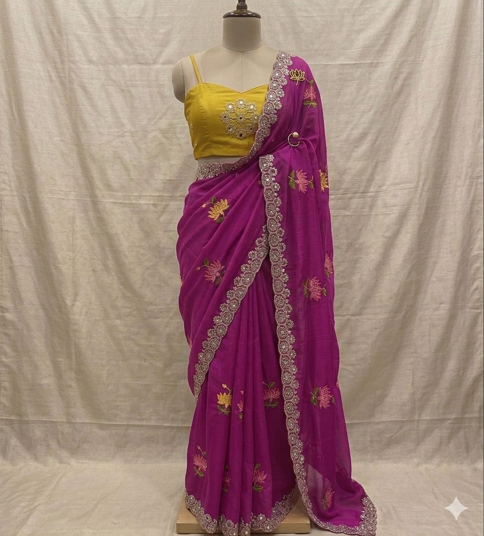 Rangoli silk embroidery saree